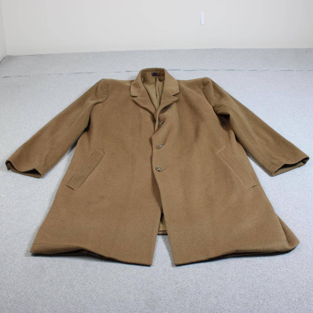 Joseph Abboud Wool Blend Coat Men 50 Brown Classic Overcoat Heritage Academia